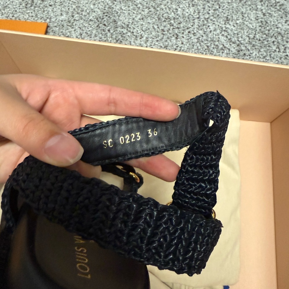 Louis Vuitton Black and Gold Women's Sandals - Picture 9 of 9